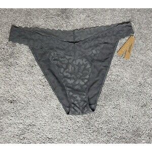NWT SKIMS Women’s Logo Mesh Cheeky Brief Gray Chalk Size 2X